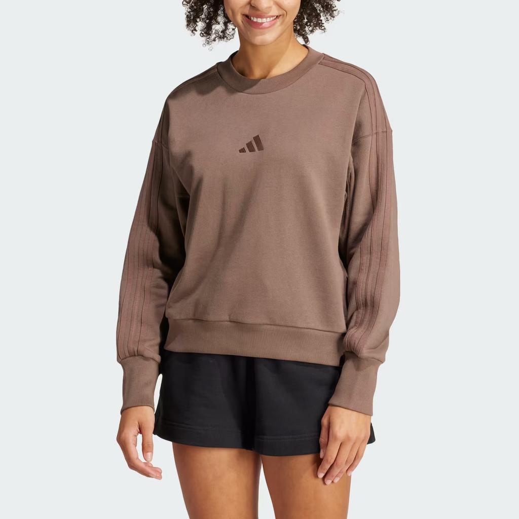 Adidas Casual Round Neck Long Sleeve Pullover Sweatshirt Women Sweatshirt Rock-Layer-Deep-Earth-Brown JI9101