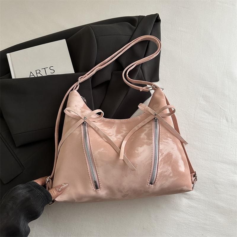 Retro Backpack Soft Leather Tote Bag Bow New Trendy Fashion Casual Large Capacity Shoulder Bag