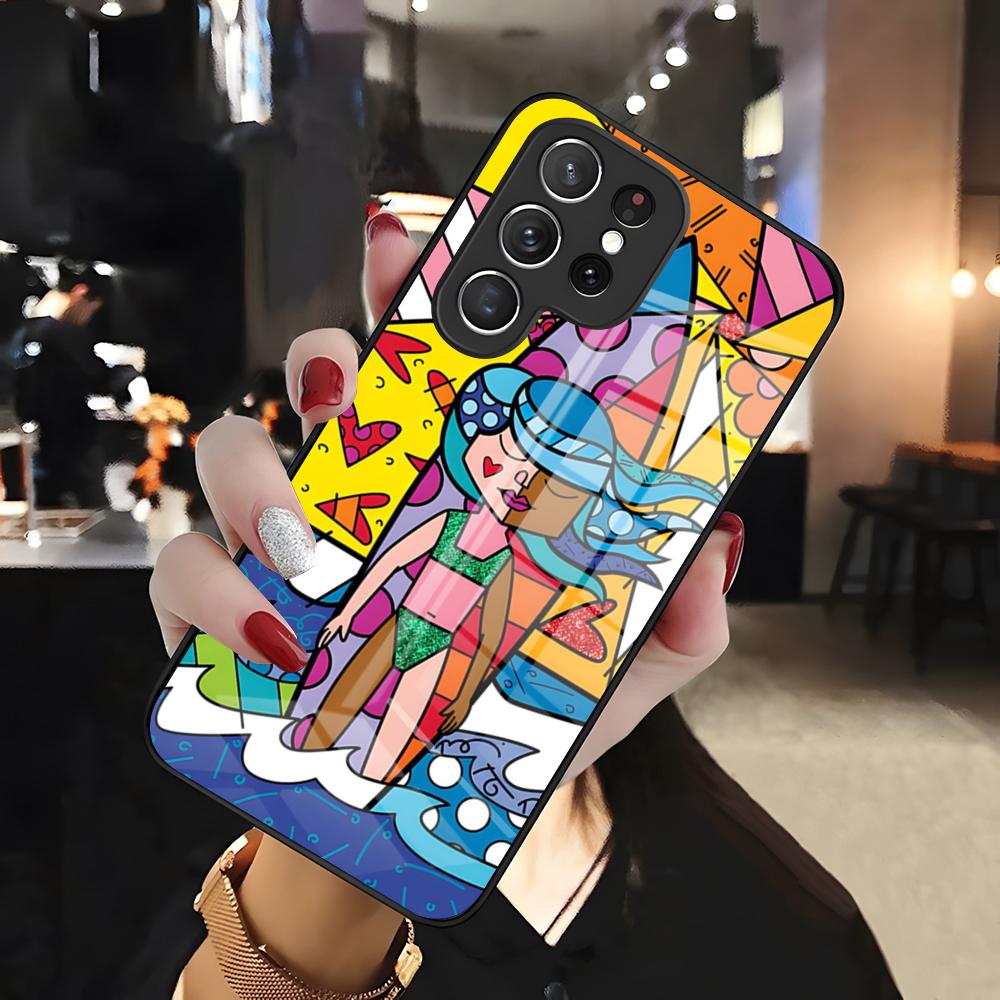 Artist R-Romero B-Britto Phone Case For Samsung S26 S25 Edge Ultra 24 23 22 21 Ultra Plus Fe A55 56 15 4G 5G Glass Cover
