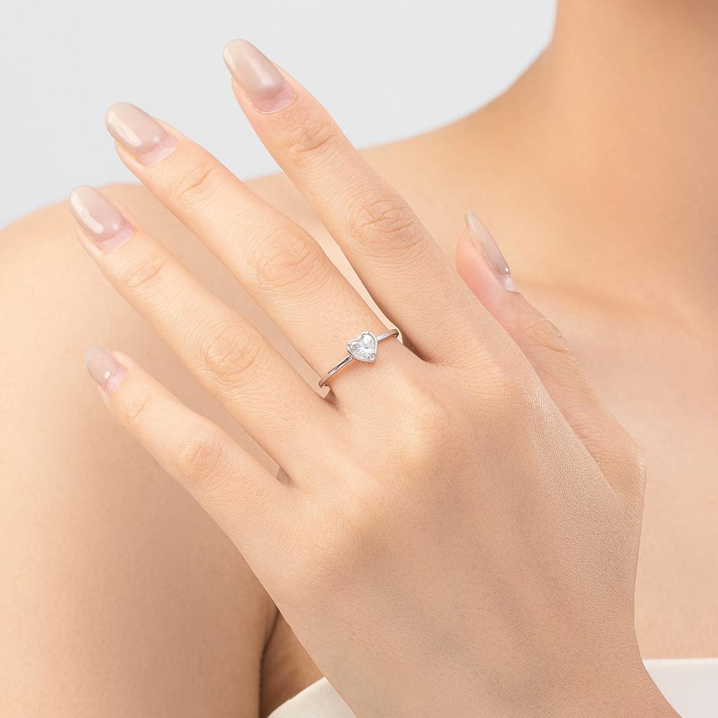 MODIAN 925 Silver Minimalism Romantic Hearts Zirconia Ring Classic Basic Wedding Rings For Women Fine Jewelry