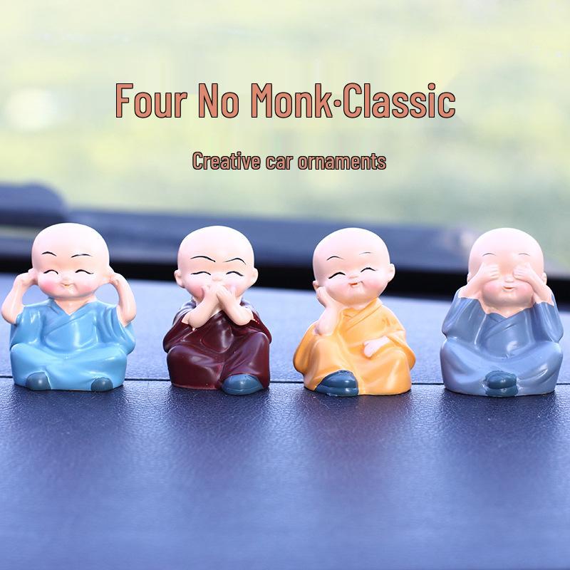 Creative Four Monks Car Ornaments: Auspicious Fruit Incense Holder for Car Interior Decorations