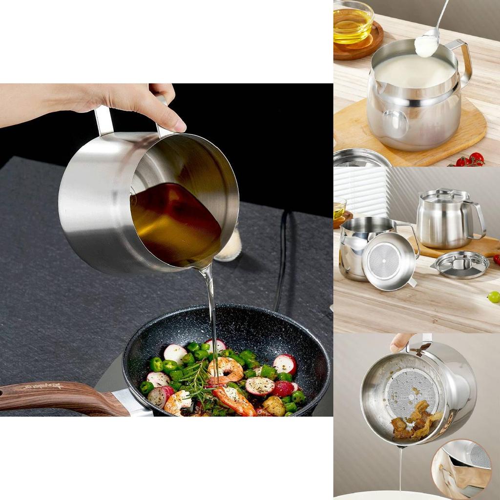 Stainless Steel Oil Bottle With Filter For Kitchen Large Capacity Oil Storage And Residue Separation