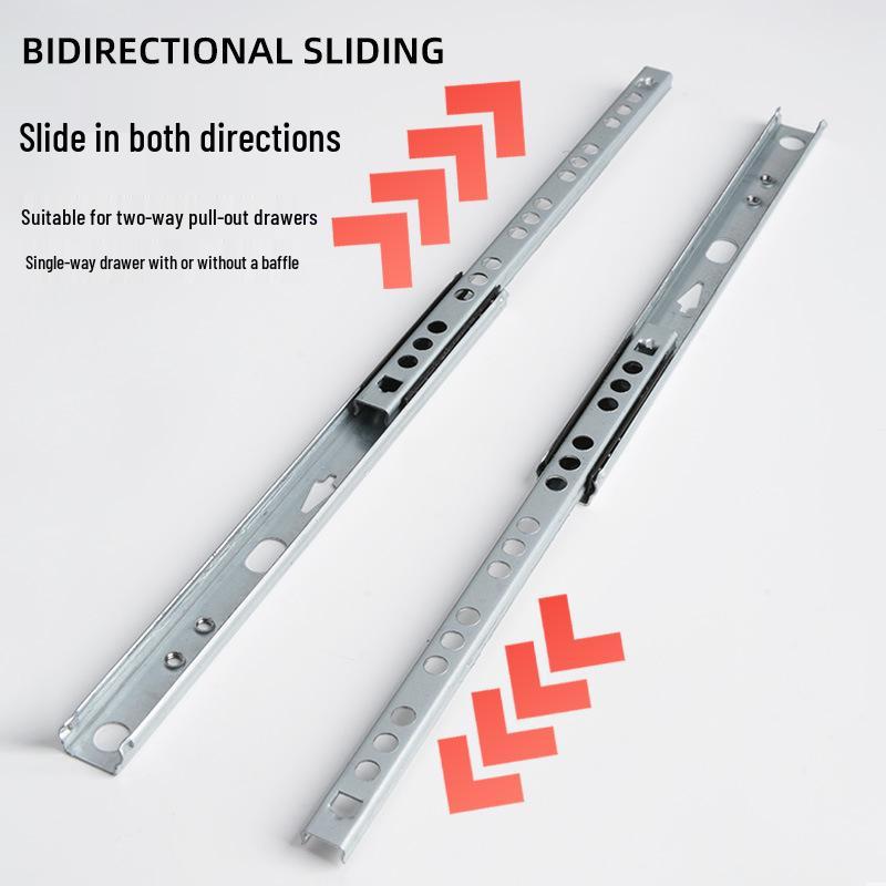 17mm Narrow Two-Way Steel Ball Bearing Drawer Slides