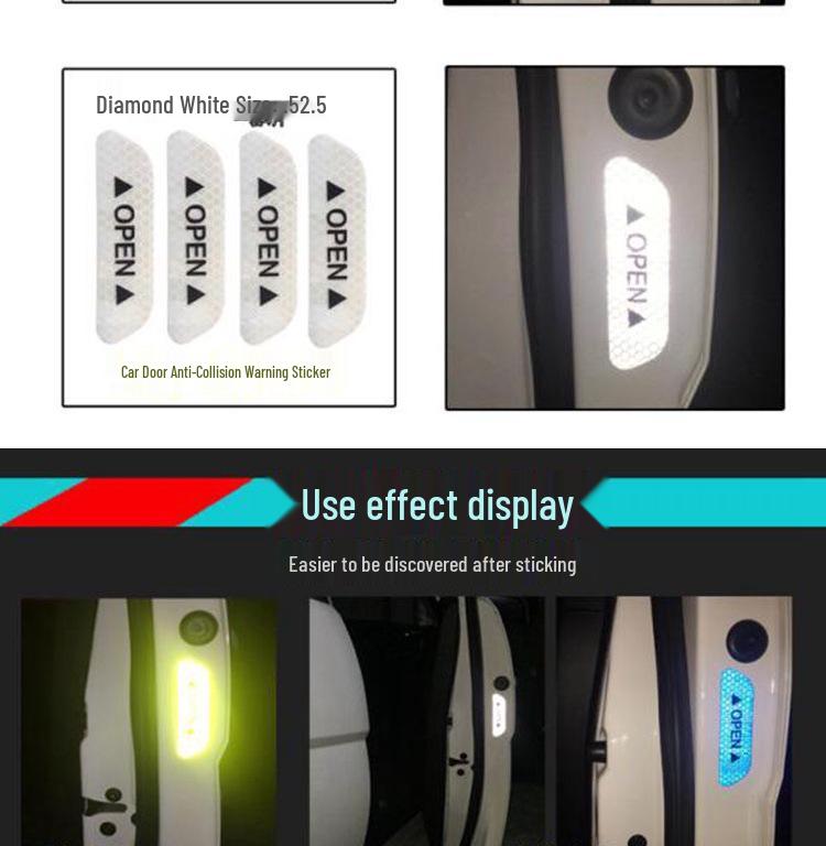 Reflektierende Autotür Anti-Kollisions-Warnaufkleber - Diamantqualität OPEN Logo Streifen