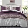 Light Grey Floral Duvet Cover Queen King, Microfiber Flower Plum Blossom Print Bedding Set Reversible Botanical Comforter Cover