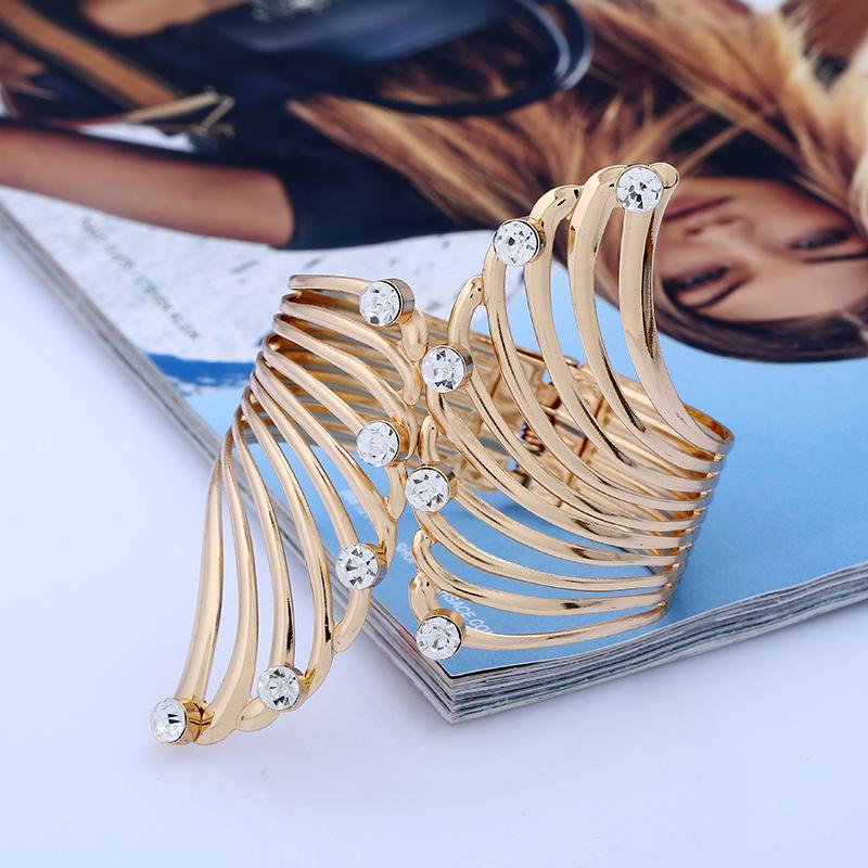 New Fashion Bracelet Fashion Feather Inlaid Diamond Metal Bracelet Fashion Jewelry