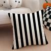 Black And White Striped Geometric Rectangle Art Cushion Cover Throw Pillow Cover Hidden Button Durable Polyester Chair Cushion