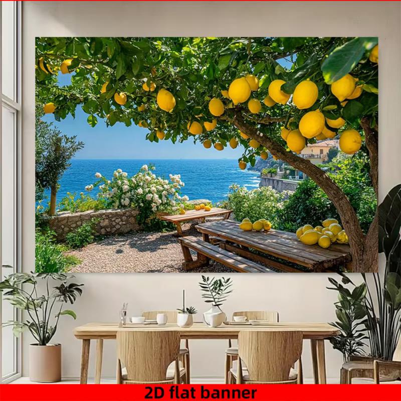 1pc 2D flat polyester Nordic style natural landscape pattern banner suitable for living room/bedroom/kitchen/office/balcony