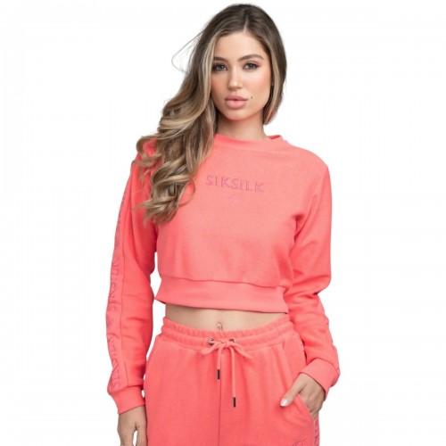 SikSilk Womens/Ladies Embroidered Loop Back Crop Sweatshirt