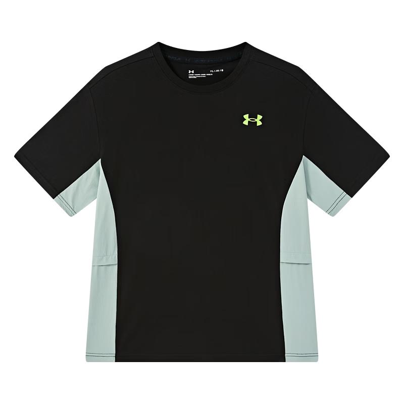 Under Armour Boys  Loose Fit Woven Patchwork Outdoor T-Shirt L