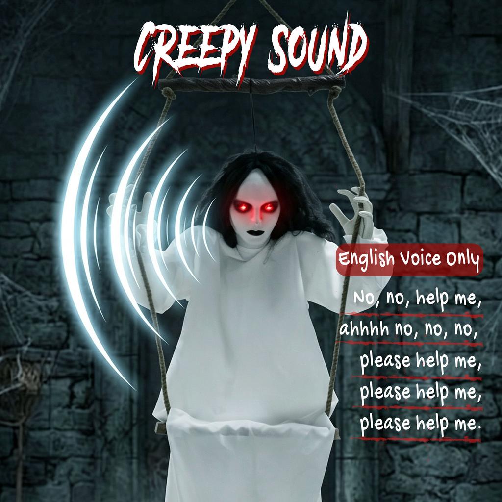 170 Cm Animated Hanging Swing Ghost Halloween Decoration Sound Touch Activated Ghost Halloween Animatronic