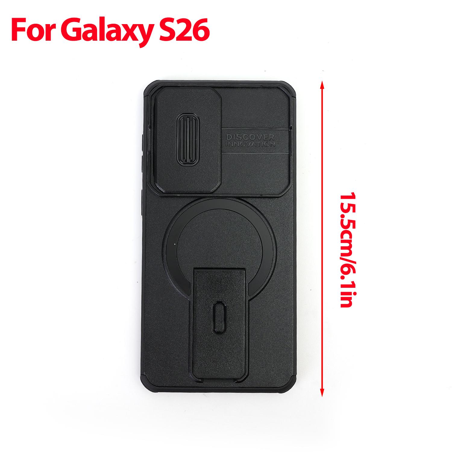Magnetic Phone Case Cover Slide Camera Lens Protection for Samsung Galaxy S26 Plus/S26 Ultra with Stand Holder Protective Case
