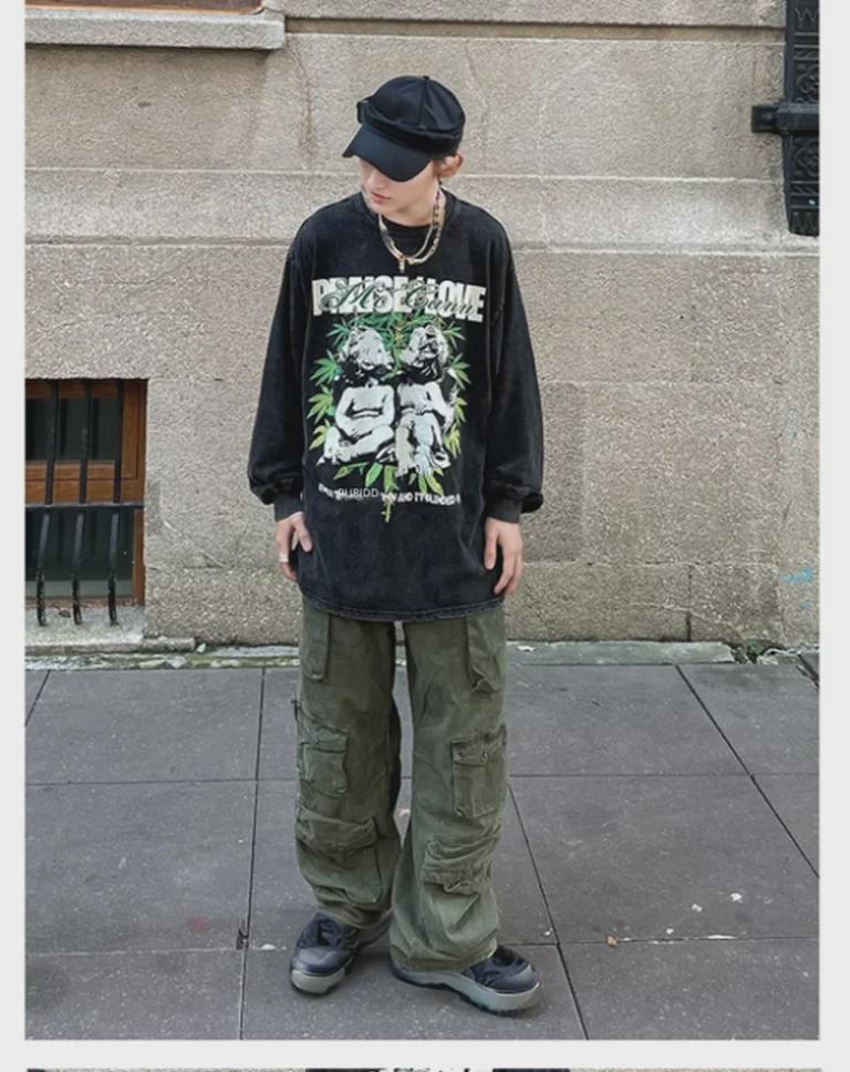 Men's Retro High Street Style Multi-Pocket Workwear Pants