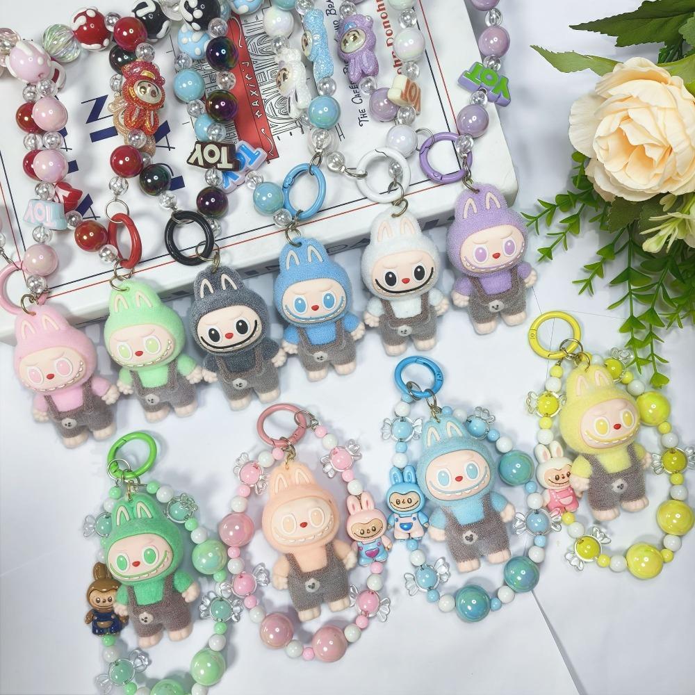 Cartoon Soft Rubber Flocked Rag Keychain Bag Pendant Blind Box Trendy Cool Rag Mobile Phone Chain Couple Small Gift