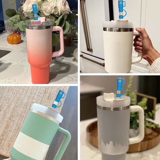 4Pcs Straw Lid Reusable Food Grade Creative Flexible Exquisite Silicone Cup Shape Straw Dust Plug
