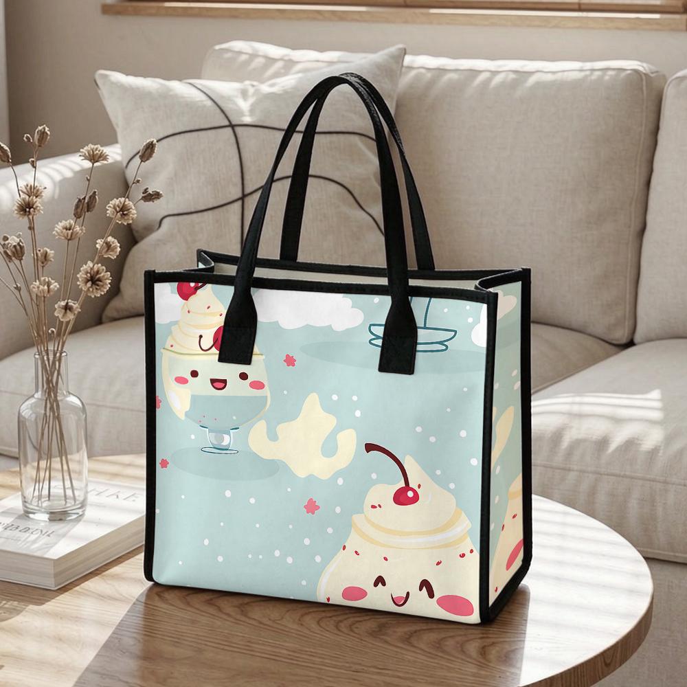 Cute Dessert Printed Tote Bag Fashion Casual Shoulder Handbag for Daily Use