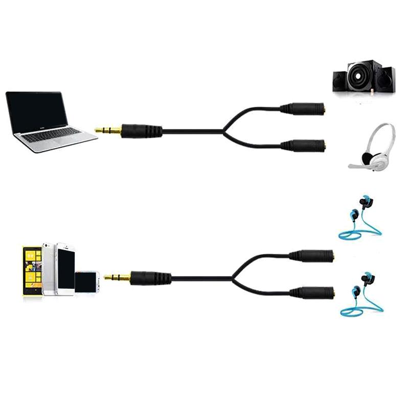 Dual Female Audio Cable Y Splitter Cable 3.5 Mm 1 Male To 2 For Earphone Headset Headphone Mp3 Mp4 Stereo Plug Adapter Jack
