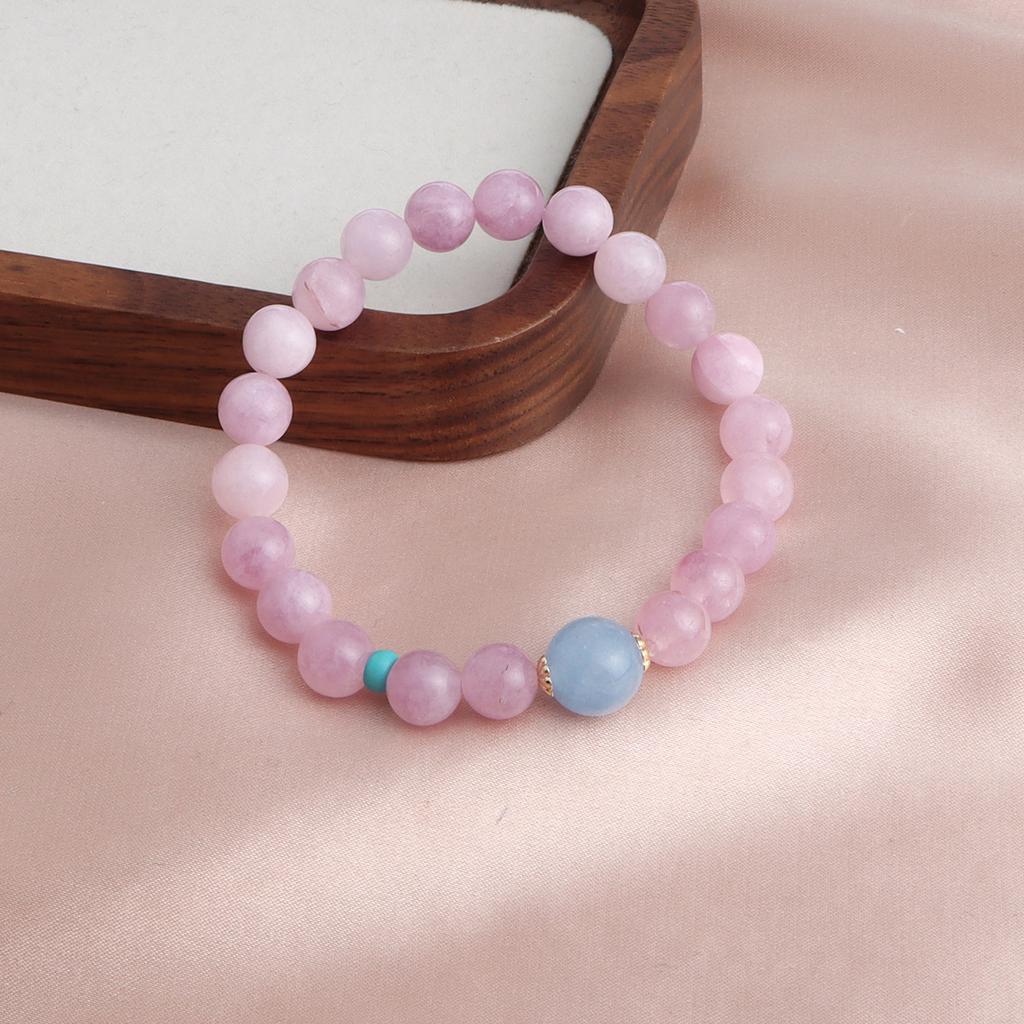 Bracelet Natural Stone Purple Lithium Sunstone Powder Crystal Bracelet Single Ring Bracelet Versatile Guochao Fashion