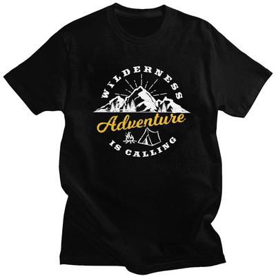 Custom Wilderness Adventure Calling T Shirts for Men Pure Cotton Tee Tops Explore Camping Tshirts Short Sleeve Casual Tshirt