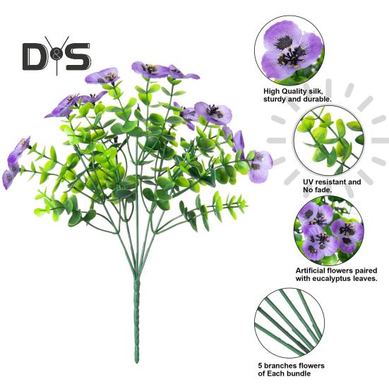12 Pezzi Fiori di Pansè Artificiali da Esterno Resistenti ai Raggi UV Fiori di Seta Sintetica Colorati Pansè Finti per Fioriera Cassetta da Finestra Portico d'Ingresso Cortile Patio Decor