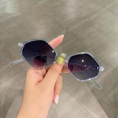 Sonnenbrille Damen Rhombus klar blau Sonnenbrille Unregelmäßig Vintage Kleiner Rahmen Goggle UV400 Damen Oculos Gafas De Sol