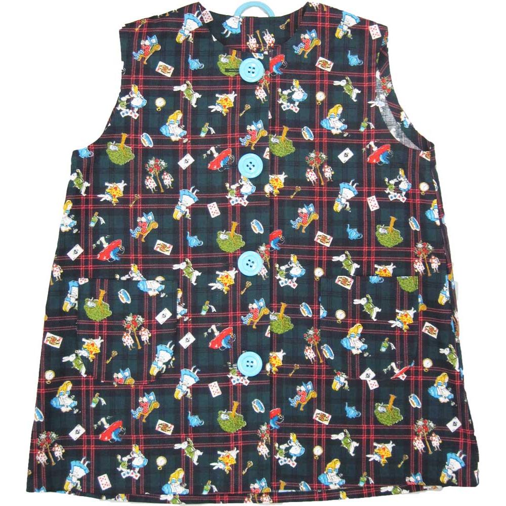 Smock Green tartan check x Alice pattern Sleeveless smock Kids smock Children s smock Drawing Nursery School Kindergarten Lessons Admission Lolipop