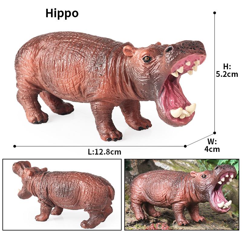 Oenux Modello Animale Selvatico di Simulazione Rinoceronte Rinoceronte Ippopotamo Ippopotamo PVC Ornamento per la Casa Animale Giocattolo Educativo per Bambini Regalo