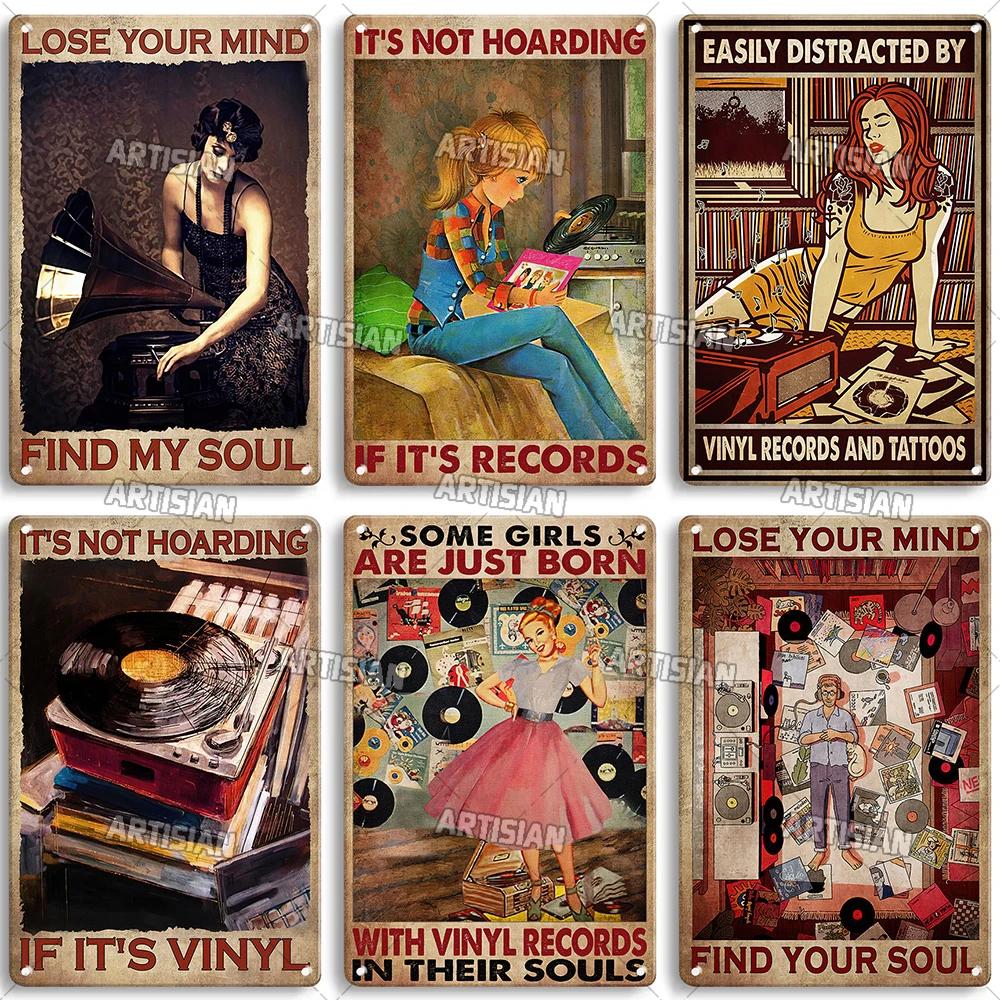 ARTISIAN Rusty Vinyl Records Metal Tin Sign Vintage Decorative Plate Classic Music Metal Sign Man Cave Home Studio Wall Decor