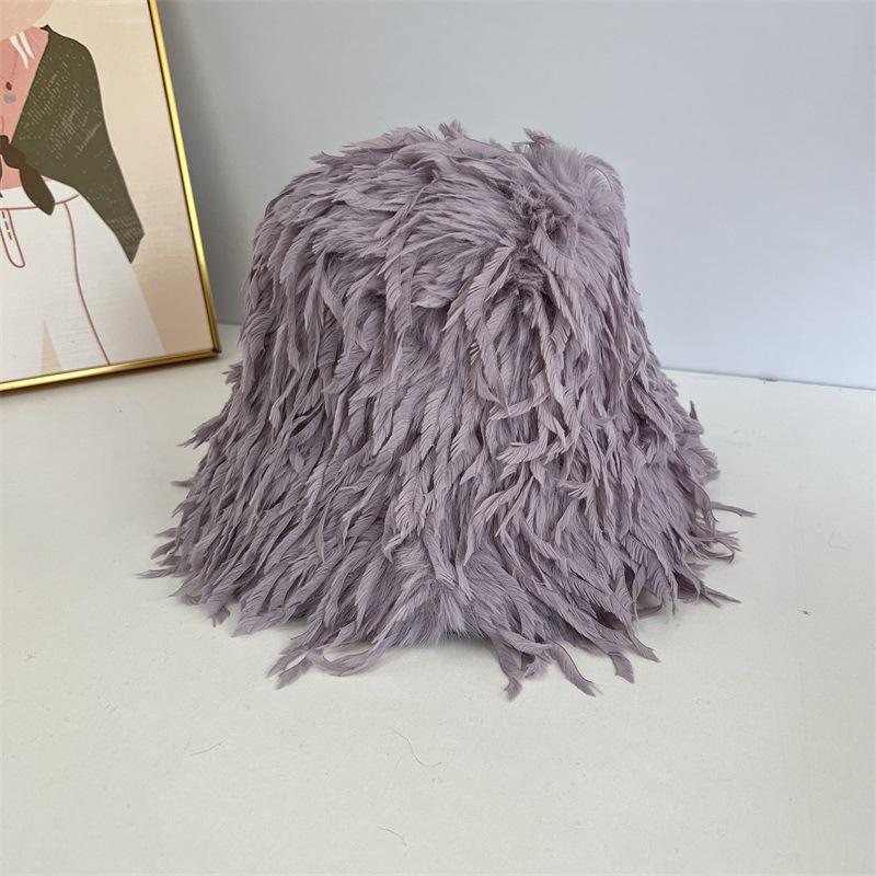 Autumn and Winter Fairy Atmosphere Bucket Hat Femininity Warm Versatile Show Face Small Plush Basin