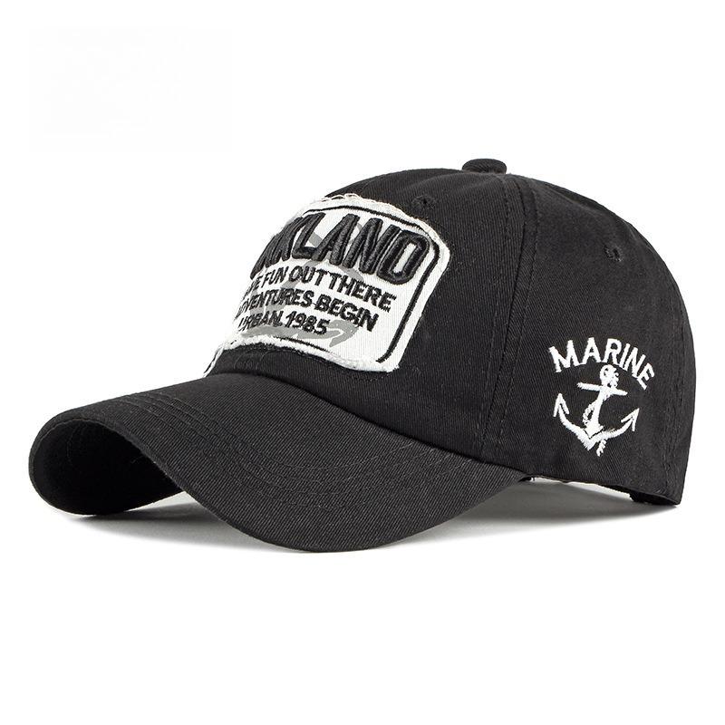 Unisex Cotton Baseball Cap with Embroidered Patch Marine Anchor Distressed Edge Korean Style Retro Vintage Sun Hat Peaked Cap