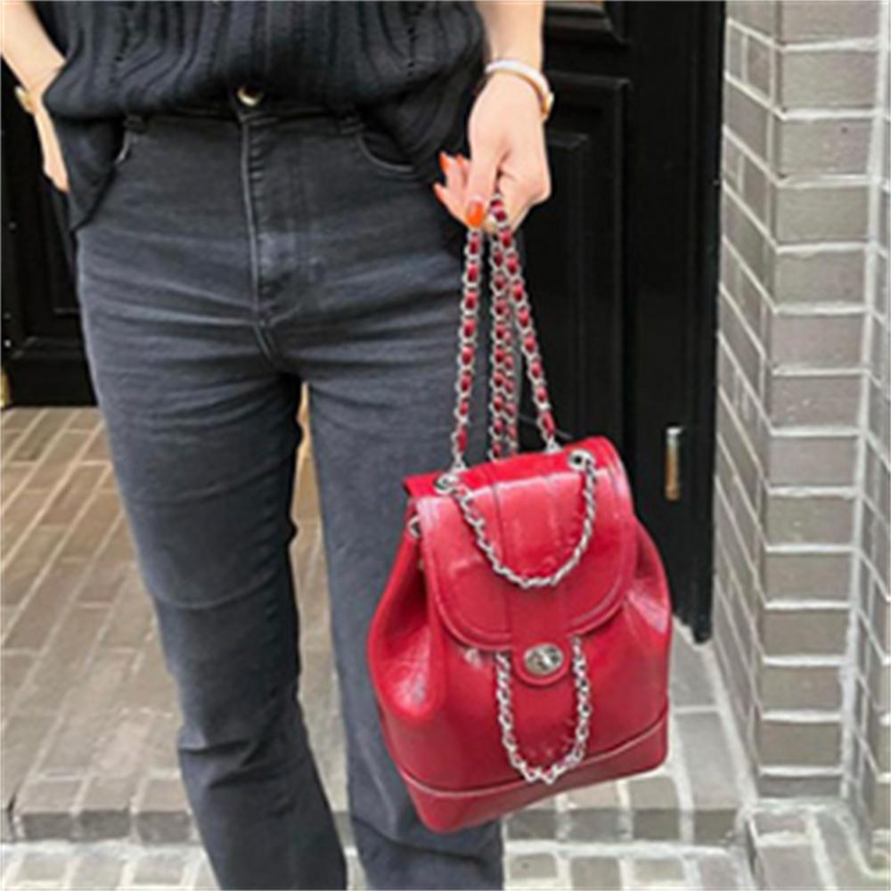 Koreaanse versie van kleine geurige windkettingrugzak Vrouwelijke studenten Buitenlandse stijl Ins Wind Kleine schooltas Minirugzak