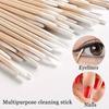 100Pcs Chlorine-Free Double-end Wood Cotton Swab  Eyelash Extension Glue Removing Tools