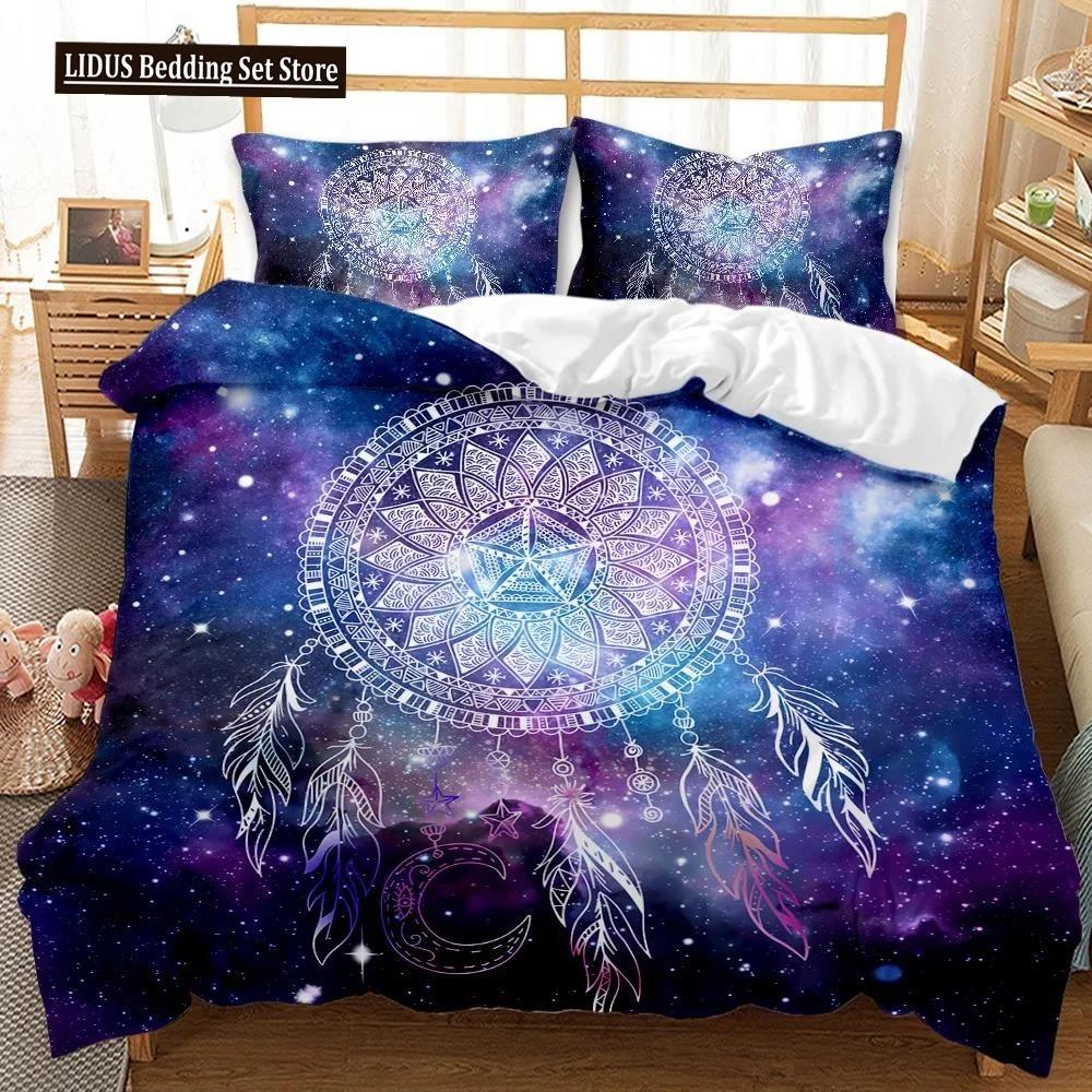 Dream Catcher Duvet Cover Feather Purple Dream Catcher BeddingSymbol Exotic Polyester Quilt Cover Double Queen King