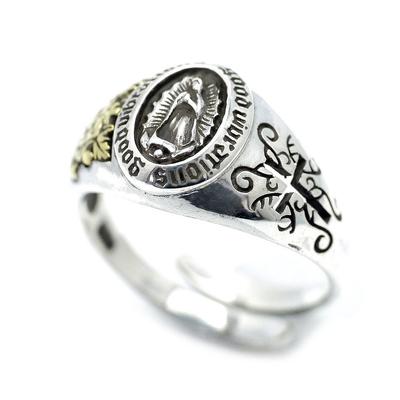 [Silver One] Sterling Silver 925 Our Lady of Guadalupe Antique Finish Ring for Men, Free Size