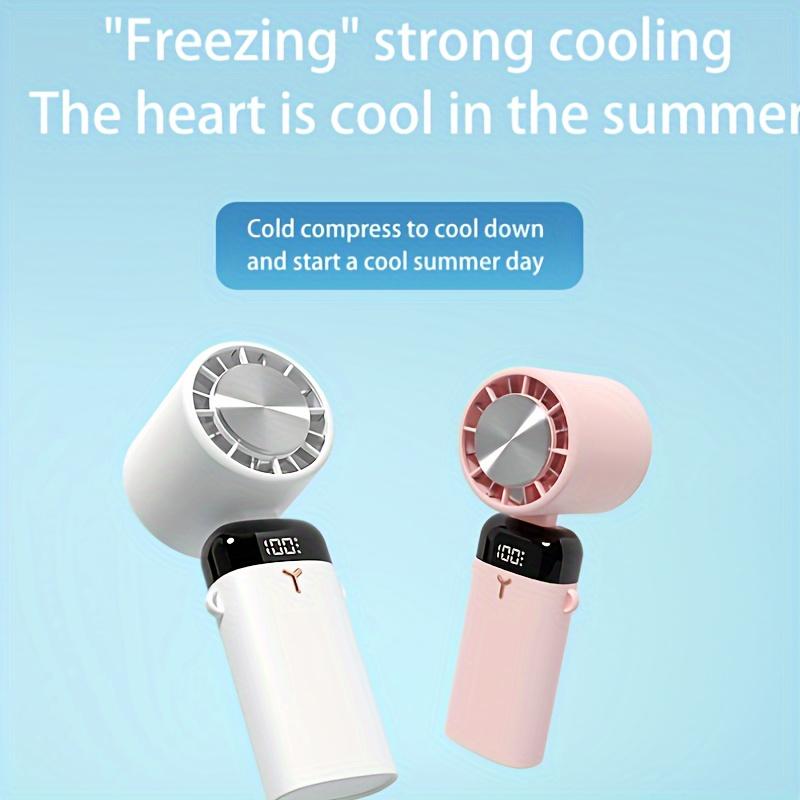 Portable Handheld Neck Cooling Fan, Three Adjustable Speeds, Cooling Mode, 4000mA Battery Rechargeable Personal Fan, Digital Power Display