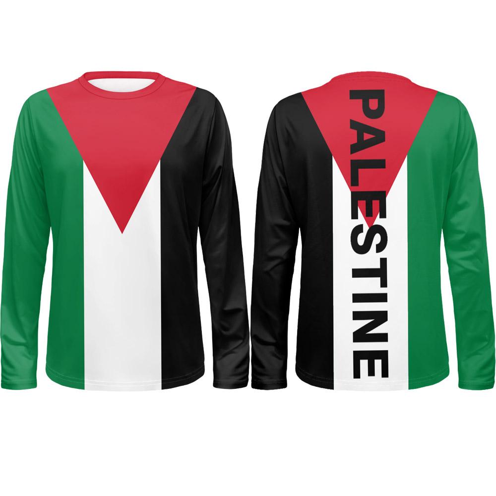 

Весенне-осенние футболки с круглым вырезом и 3D-принтом флага Палестины, модные повседневные мужские футболки с длинным рукавом L