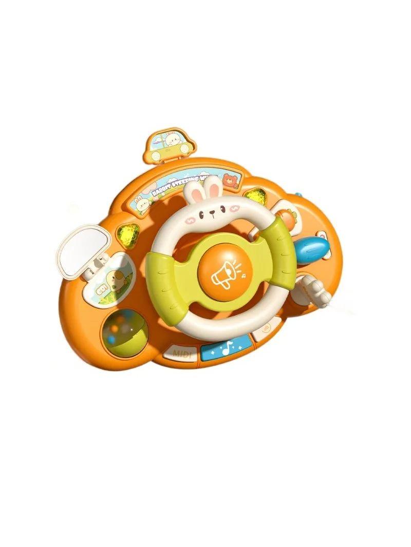 

Baby Electric Steering Wheel Toy, Cartoon Bunny Design, Fun Driving Simulation, Perfect for Early Learning помаранчевий