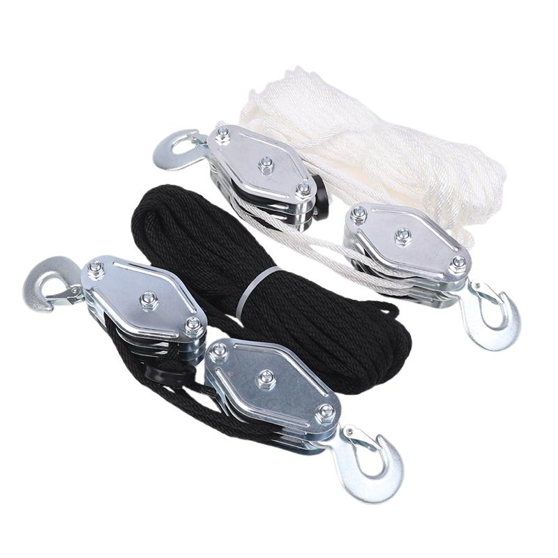Handheld Crane Heavy Duty Polyethylene Rope Pulley Hoist 270° Rotatable Rope Pulley Block Zinc Alloy Hook Manual Lifting Device