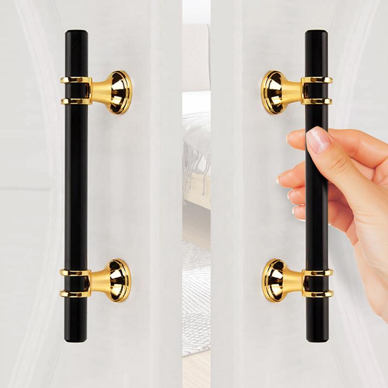 Modern Black Gold Cabinet Handles - Solid Drawer Knobs For Kitchen Furniture With Zinc Alloy Material