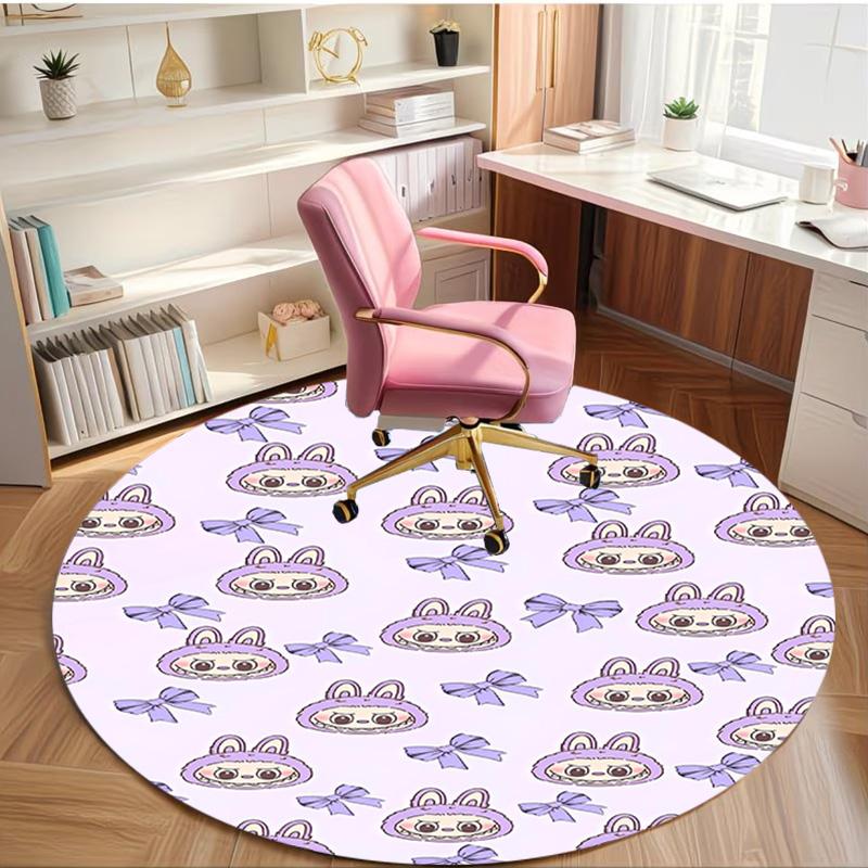 Labubu Print Round Rug, Washable Floor Carpet, For Entryway Dorm Laundry Room Office Study, Home Decor Birthday Christmas Gift