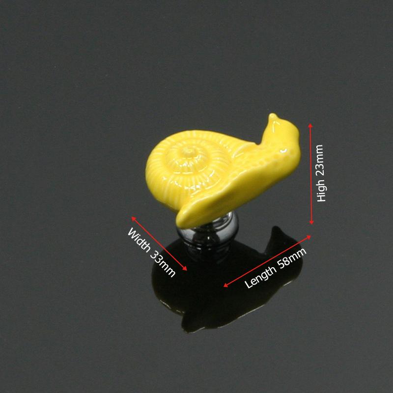 KAK Cartoon Snail Ceramic Handles Drawer Knobs Kitchen Cupboard Door Handles for Kids Room Cabinet Handles Furniture Handle