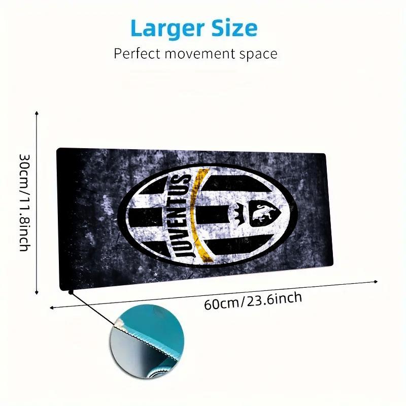 Tappetino Mouse Juventus FC, Tappetino da Scrivania XXL per Gaming, Mousepad Antiscivolo XXL per Laptop e Tablet, Tappetino da Gioco per Mini PC con Bordi Cuciti