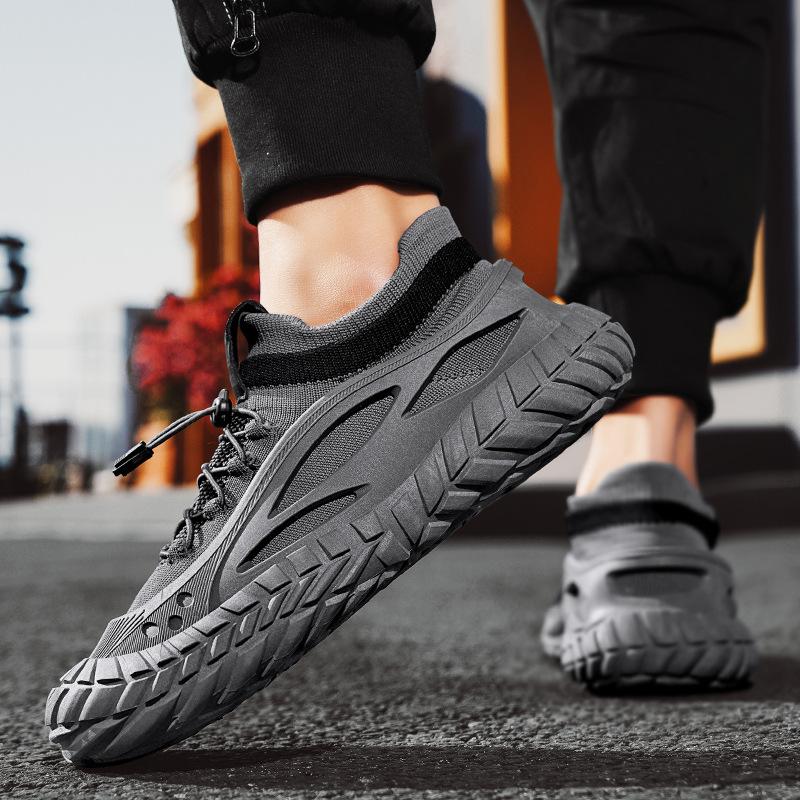 

2025 весна ретро мужская обувь эластичная повседневная обувь для подростков на одной педали сетчатая дышащая мужская обувь для пап 39 серый