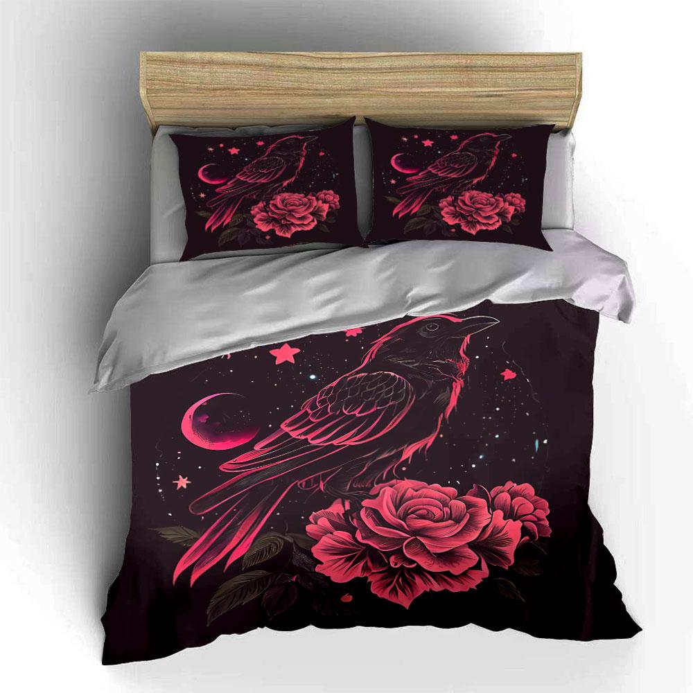 Raven Rose Night Decor Set Soft Comfortable Duvet Cover Bedding Set Included 1*Duvet Cover & 2*Pillowcases, Gift
