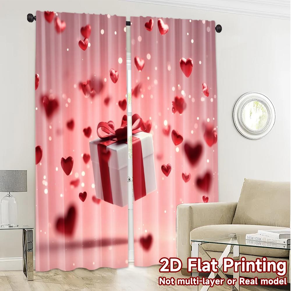 2pcs, 2D FLAT PRINTING Curtains (Without Rod) Heartful Gift Popular Print Curtains Versatile Polyester Fabric Curtains Outdoor