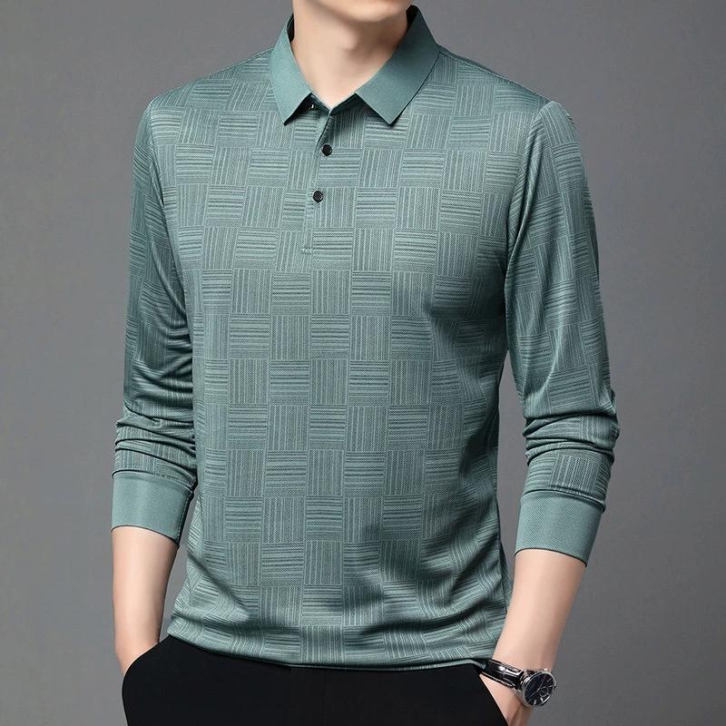 

Men s Business Casual Long Sleeved Shirt Solid Color Polo Shirt Breathable Comfortable Versatile Top 4XL