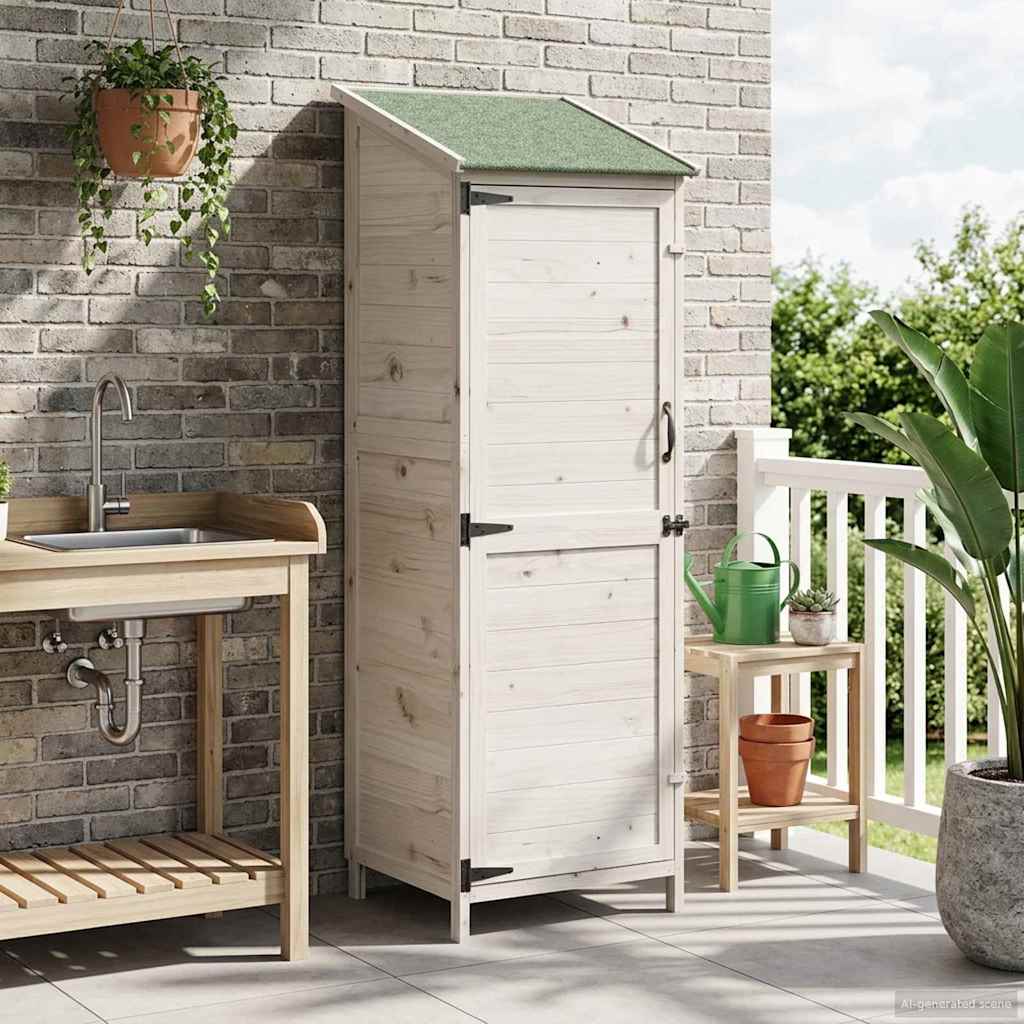 Garden Shed White 59.5 x 56 x 176.5 cm Solid Spruce Wood