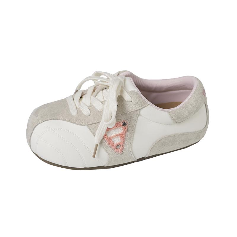 

Модная плоская обувь Осень Новые туфли с круглым носком Цветовой блок Шнуровка спереди Мягкая подошва Нескользящие Износостойкие кроссовки 40