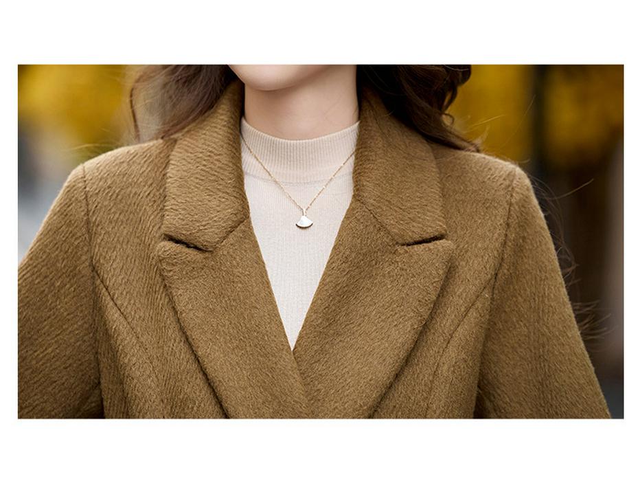 Women's Double-Breasted Lapel Wool Coat - Autumn/Winter Korean Fashion