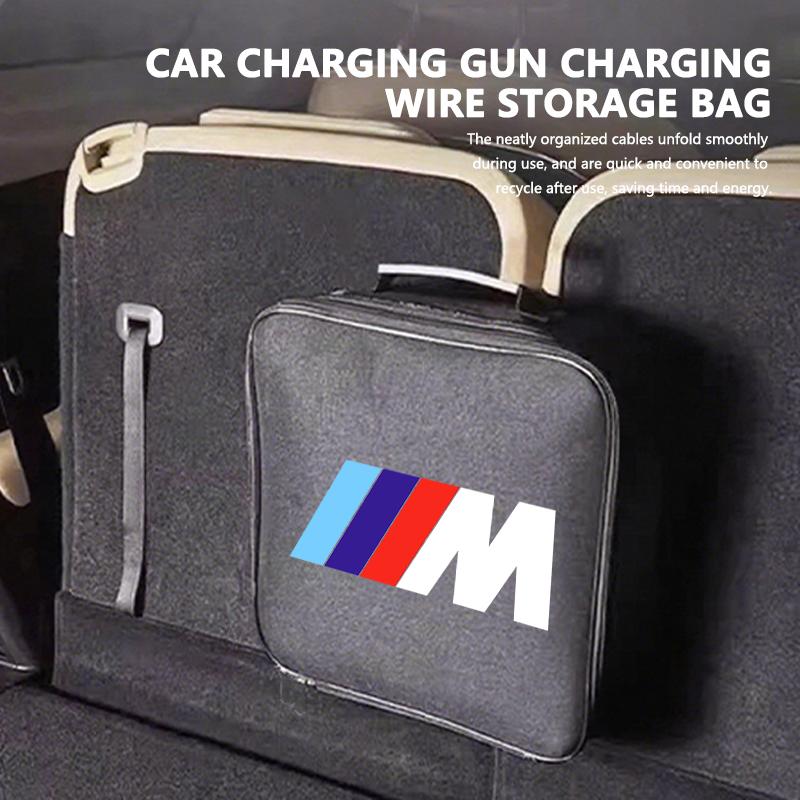 WSQK5 Car Charging Cable Rechargeable Gun Organizer Oxford Bag For BMW M 1 3 4 5 6 7 Series X1 X3 X4 X5 G20 G38 F48 E36 E39